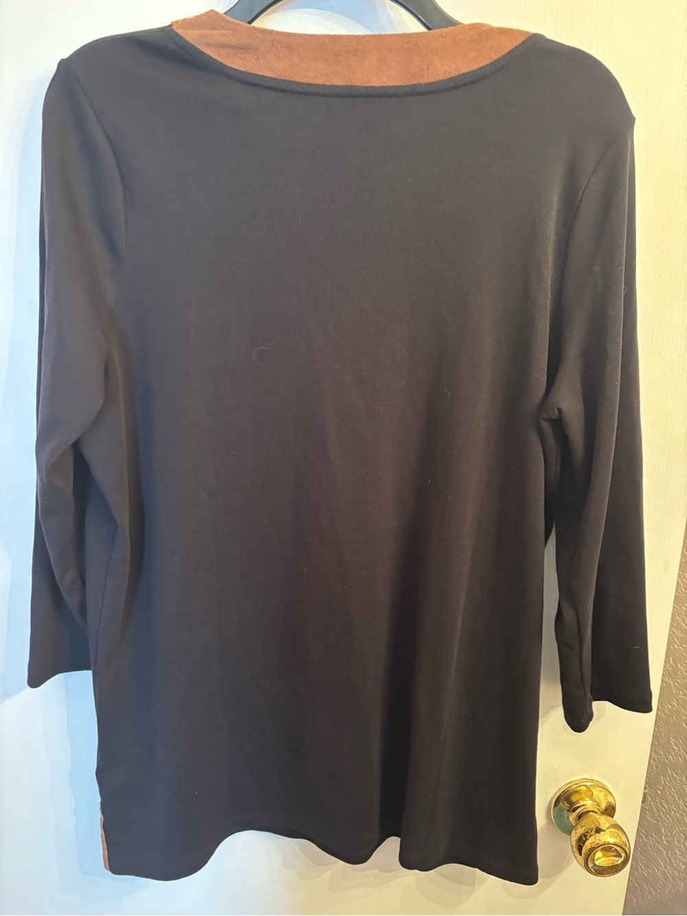 Ralph Lauren Black Tunic with Brown V-Neck Trim - Picture 3 of 3
